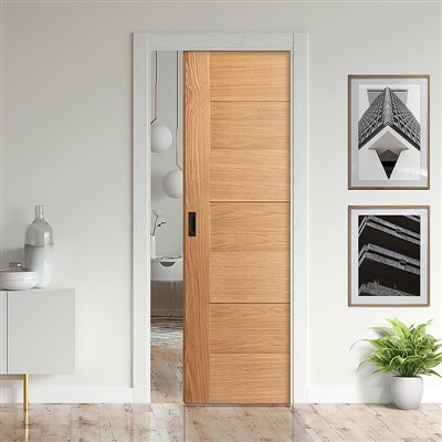 Panel Pren Gorffen Drws Llithro Poced